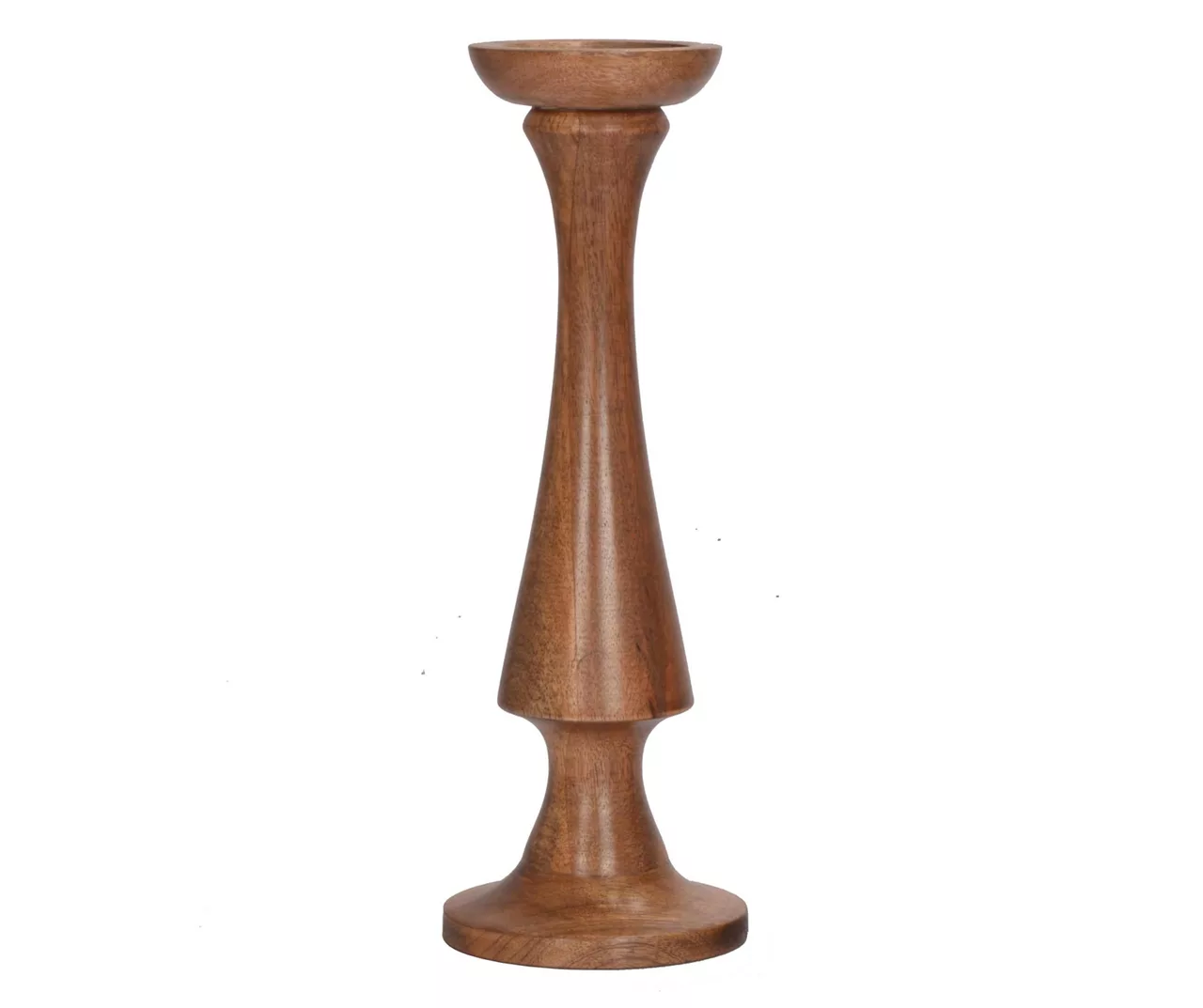 Walnut Brown Curved Pillar Candle Holder, (16") 1 Walnut Brown Curved Pillar Candle Holder, (16")
