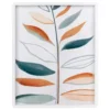 Dark Teal & Orange Leaves Rounded-Corner Framed Wall Plaque