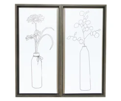 White & Black Floral Framed Canvas, 2-Pack