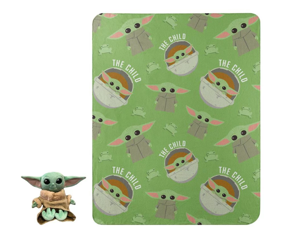 The Mandalorian Green Grogu Character Pillow & 40" X 50" Fleece Throw Set 1 The Mandalorian Green Grogu Character Pillow & 40" X 50" Fleece Throw Set