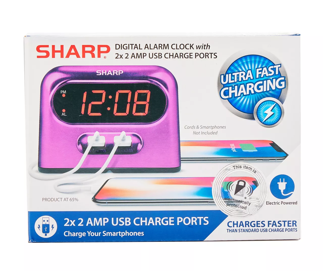 Sharp Metallic Pink Digital Alarm Clock With USB Ports 1 Sharp Metallic Pink Digital Alarm Clock With USB Ports