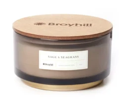 Sage & Seagrass Gray Glass 3-Wick Jar Candle, 30 Oz.