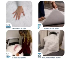 My Magic Carpet White Washable Round Shag Area Rug, (6') 9 My Magic Carpet White Washable Round Shag Area Rug, (6') -Home Decor Store 810571829 3