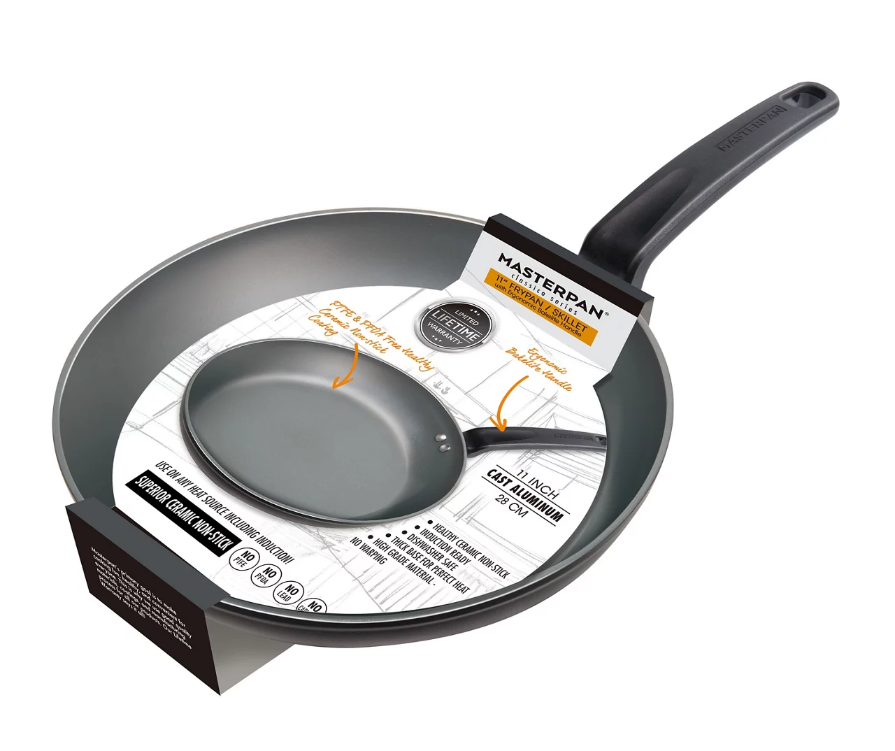 Masterpan 11" Gray Non-Stick Aluminum Fry Pan 4 Masterpan 11" Gray Non-Stick Aluminum Fry Pan - Image 4
