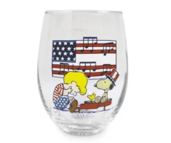 Peanuts Stars & Stripes 4-Piece Curved Glassware Set 9 Peanuts Stars & Stripes 4-Piece Curved Glassware Set -Home Decor Store 810581805 5