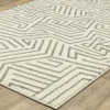 Senyor Beige & Gray Geometric Linework Area Rug, (7.1' X 10')