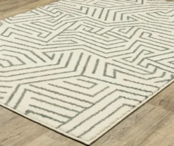 Senyor Beige & Gray Geometric Linework Area Rug, (7.1' X 10')