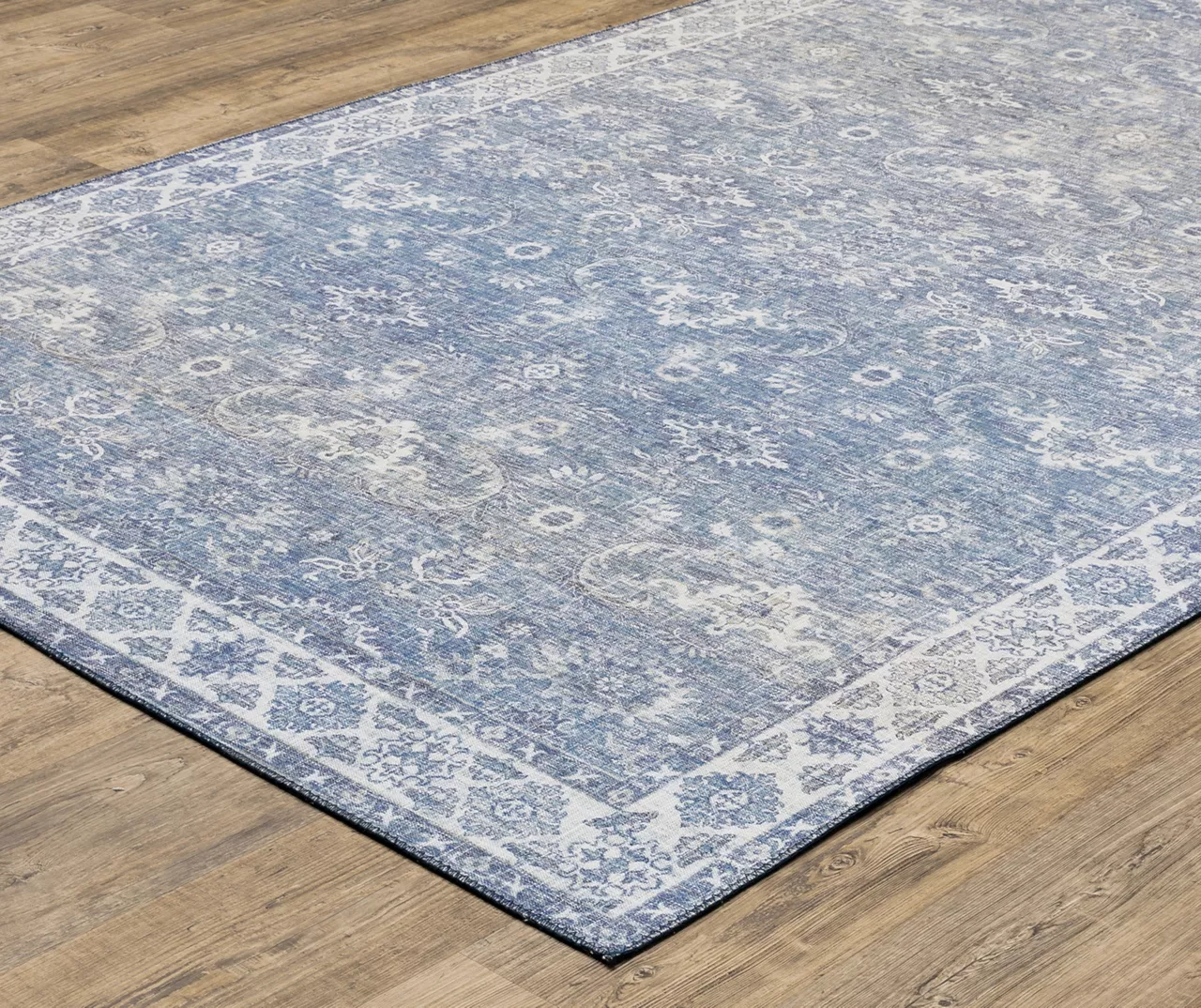 Myka Blue & White Floral Area Rug, (5' X 7') 2 Myka Blue & White Floral Area Rug, (5' X 7') - Image 2