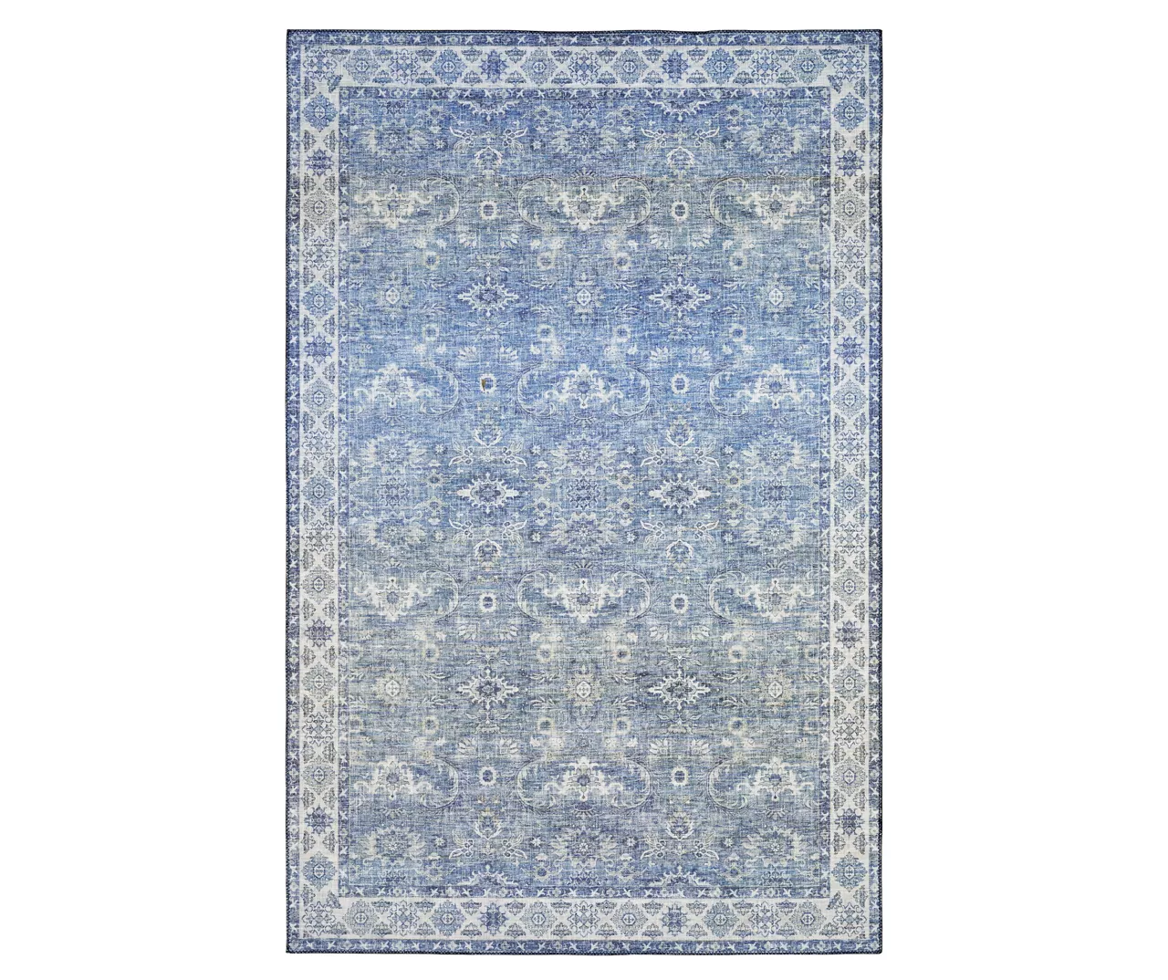 Myka Blue & White Floral Area Rug, (5' X 7') 1 Myka Blue & White Floral Area Rug, (5' X 7')
