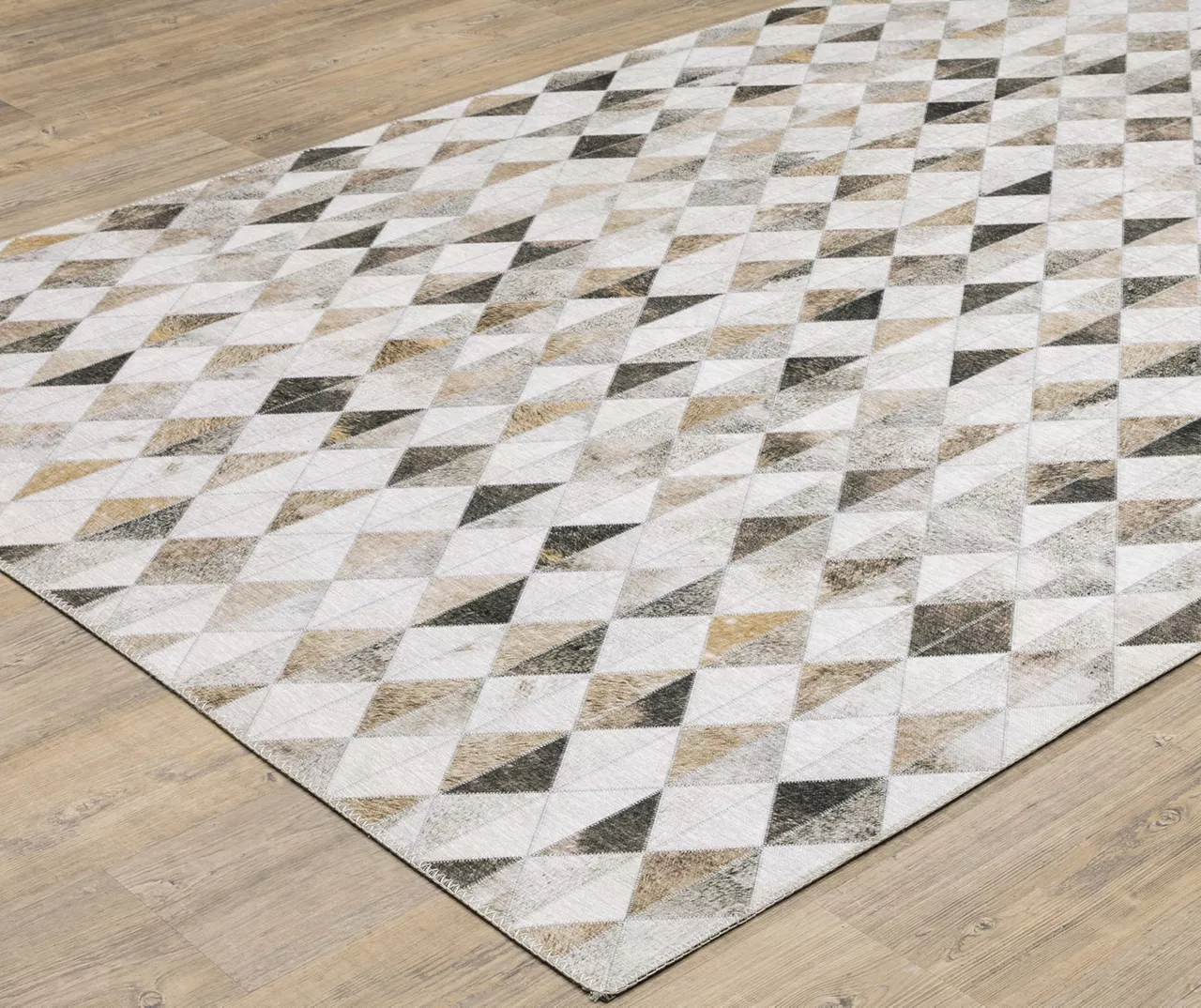 Myler Beige & Gray Faux Hide Geometric Area Rug, (2' X 8') 2 Myler Beige & Gray Faux Hide Geometric Area Rug, (2' X 8') - Image 2