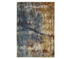 Velimeere Blue & Gold Abstract Area Rug, (5.3' X 7.3')