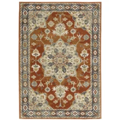 Brimson Rust & Beige Geometric Medallion Area Rug, (1.1' X 7.3')