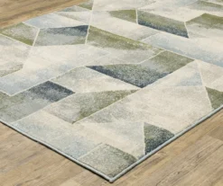 Franklin Blue & Green Geometric Color Block Area Rug, (7.1' X 10')