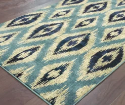 Linley Blue & Gray Ikat Area Rug -Home Decor Store 810584976 1