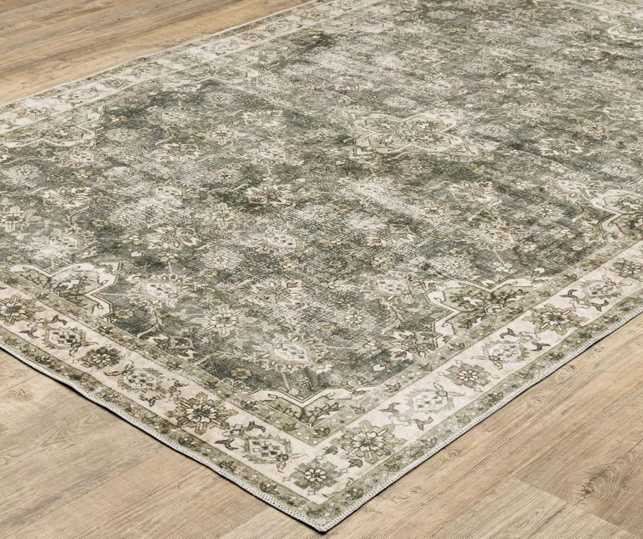 Malakia Charcoal & Brown Floral Lattice Area Rug 2 Malakia Charcoal & Brown Floral Lattice Area Rug - Image 2