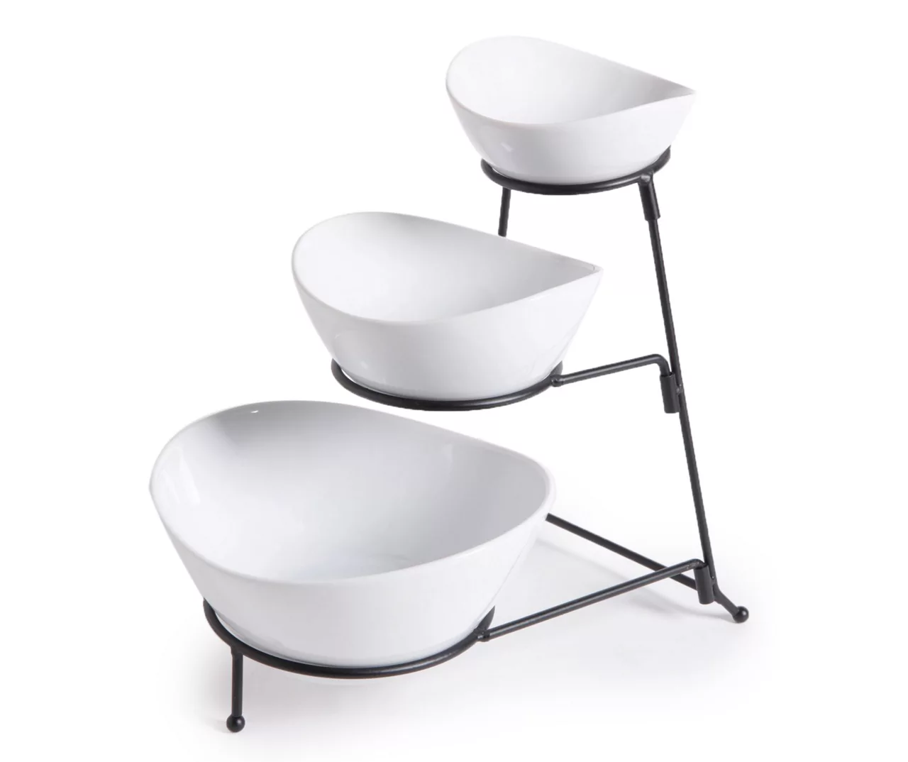 Gracious Dining 3-Piece Ceramic Bowl Set With Metal Rack 1 Gracious Dining 3-Piece Ceramic Bowl Set With Metal Rack