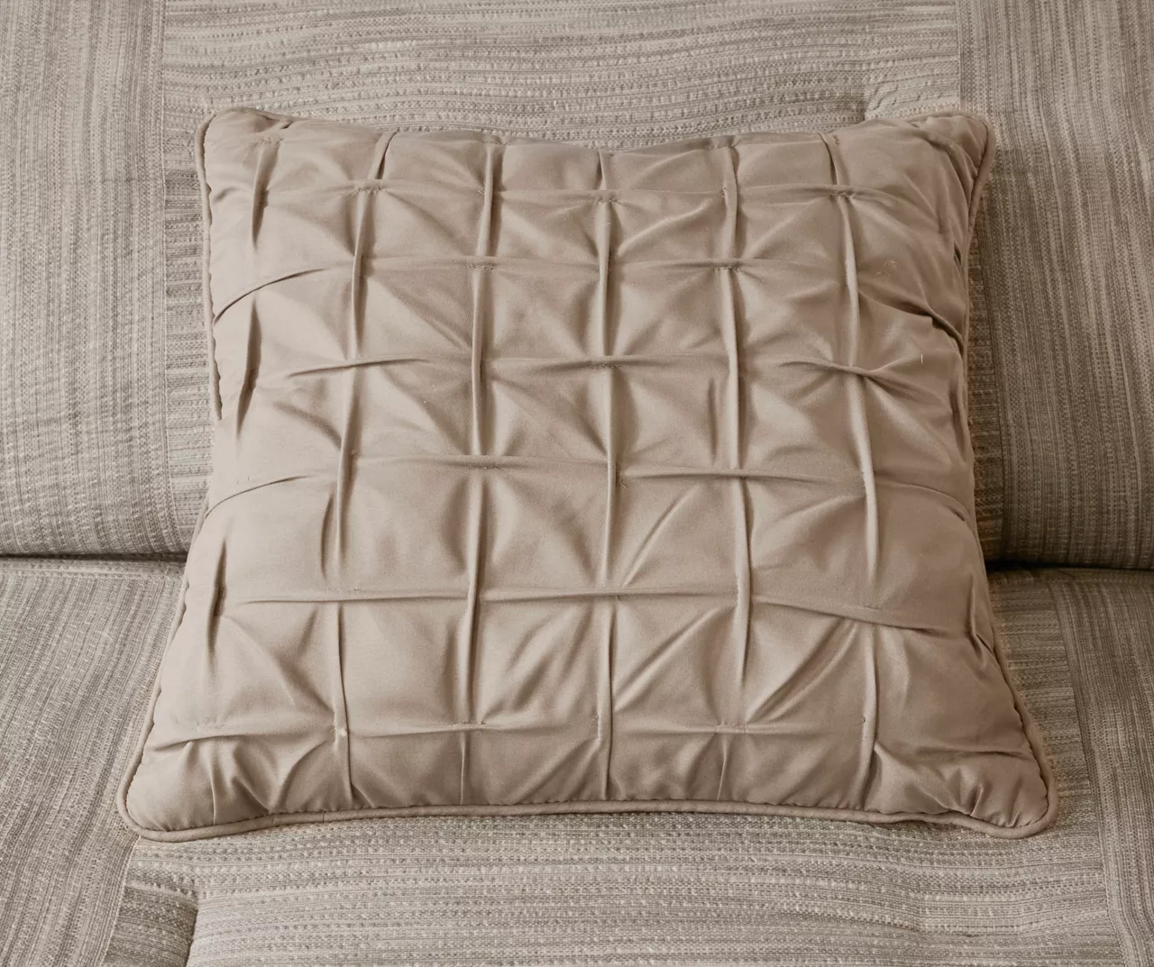 Kelan Taupe Streak Patchwork Seersucker King 7-Piece Comforter Set 8 Kelan Taupe Streak Patchwork Seersucker King 7-Piece Comforter Set - Image 8