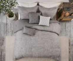 Kelan Gray Streak Patchwork Seersucker King 7-Piece Comforter Set -Home Decor Store 810590769 810590768 810590767 3