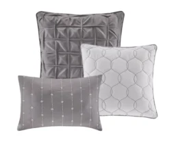 Kelan Gray Streak Patchwork Seersucker King 7-Piece Comforter Set -Home Decor Store 810590769 810590768 810590767 5