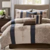 Perry Navy & Brown Medallion Jacquard California King 7-Piece Comforter Set