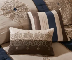 Perry Navy & Brown Medallion Jacquard California King 7-Piece Comforter Set 10 Perry Navy & Brown Medallion Jacquard California King 7-Piece Comforter Set -Home Decor Store 810590784 810590783 810590782 4 1