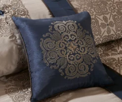 Perry Navy & Brown Medallion Jacquard Queen 7-Piece Comforter Set 11 Perry Navy & Brown Medallion Jacquard Queen 7-Piece Comforter Set -Home Decor Store 810590784 810590783 810590782 5