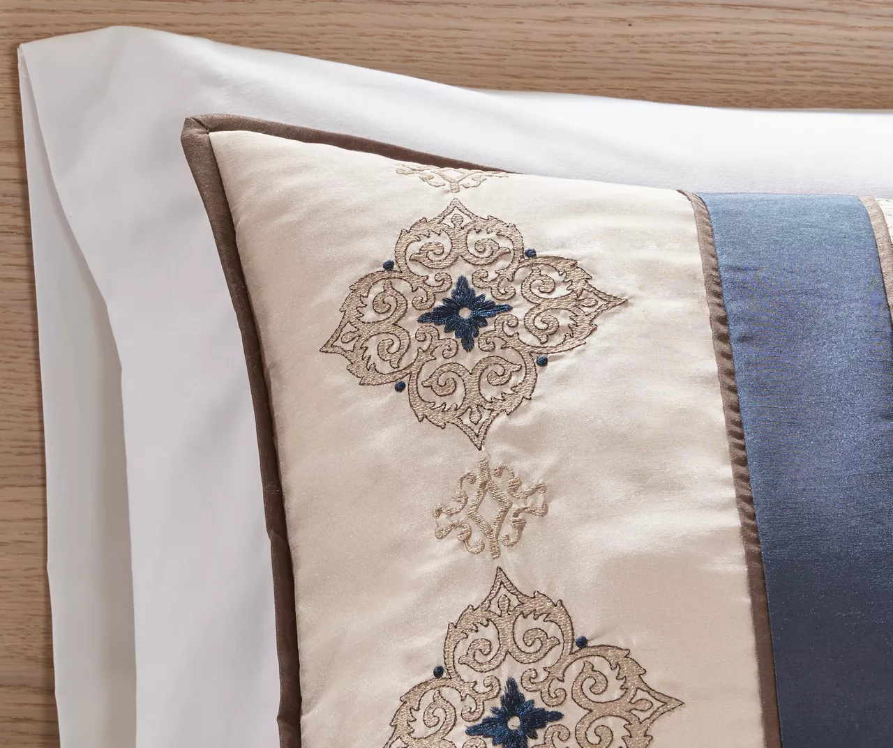 Perry Navy & Brown Medallion Jacquard California King 7-Piece Comforter Set 6 Perry Navy & Brown Medallion Jacquard California King 7-Piece Comforter Set - Image 6