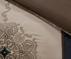 Perry Navy & Brown Medallion Jacquard California King 7-Piece Comforter Set 13 Perry Navy & Brown Medallion Jacquard California King 7-Piece Comforter Set -Home Decor Store 810590784 810590783 810590782 7 1