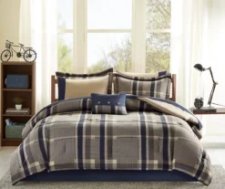 Rick Navy & Beige Crisscross Comforter Set