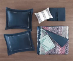 Blaire Navy & Aqua Boho Medallion Full 10-Piece Comforter Set -Home Decor Store 810590802 810590801 810590800 810590799 5