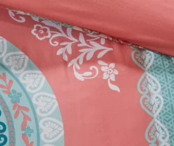 Blaire Coral & Aqua Boho Medallion Twin XL 8-Piece Comforter Set 21 Blaire Coral & Aqua Boho Medallion Twin XL 8-Piece Comforter Set -Home Decor Store 810590806 810590805 810590804 810590803 11