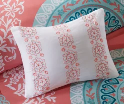 Blaire Coral & Aqua Boho Medallion Twin XL 8-Piece Comforter Set 19 Blaire Coral & Aqua Boho Medallion Twin XL 8-Piece Comforter Set -Home Decor Store 810590806 810590805 810590804 810590803 9