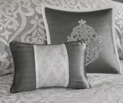 Eliot Silver & White Damask Jacquard Queen 8-Piece Comforter Set 15 Eliot Silver & White Damask Jacquard Queen 8-Piece Comforter Set -Home Decor Store 810590843 810590842 810590841 6