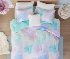 Lisa Aqua & Purple Pastel Watercolor Tie-Dye Comforter Set 14 Lisa Aqua & Purple Pastel Watercolor Tie-Dye Comforter Set -Home Decor Store 810590866 810590865 810590864 810590863 3