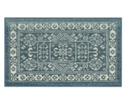 Jay Blue & Cream Geometric Kitchen Rug, (30" X 18")
