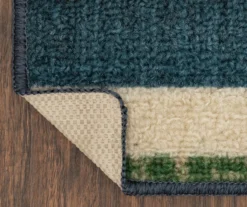 "Happiness" Blue & Beige Color Block Kitchen Rug, (30" X 18") -Home Decor Store 810591259 2