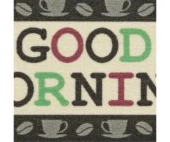 "Good Morning" Gray & Cream Coffee Kitchen Rug, (30" X 18") -Home Decor Store 810591260 3