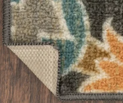 Mynah Gray & Mustard Floral Kitchen Rug, (30" X 18") -Home Decor Store 810591331 2