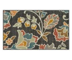 Mynah Gray & Mustard Floral Kitchen Rug, (30" X 18")