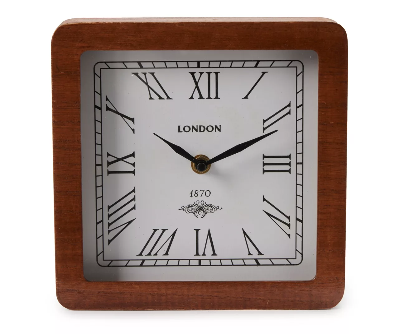Brown & White Rounded-Edge Roman Numeral Tabletop Clock 1 Brown & White Rounded-Edge Roman Numeral Tabletop Clock