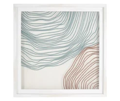 Blue & Brown Abstract Linework Framed Print