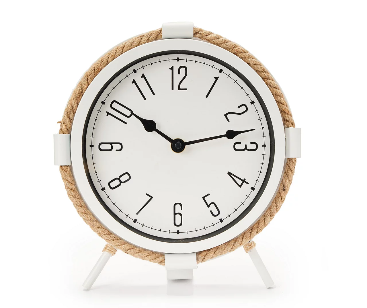 Grecian Getaway White & Tan Rope-Accent Mini Clock 1 Grecian Getaway White & Tan Rope-Accent Mini Clock
