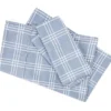 Blue & White Grid Plaid Full 4-Piece Microfiber Sheet Set