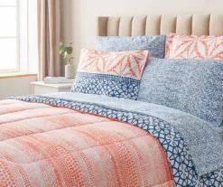Real Living Coral & Blue Geometric Floral Bed-in-a-Bag Set -Home Decor Store 810593108 B0 1