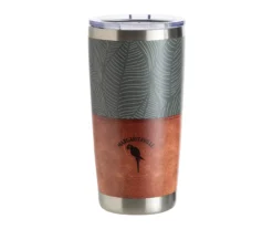 Green & Orange Leaf Pattern Travel Tumbler, 20 Oz.