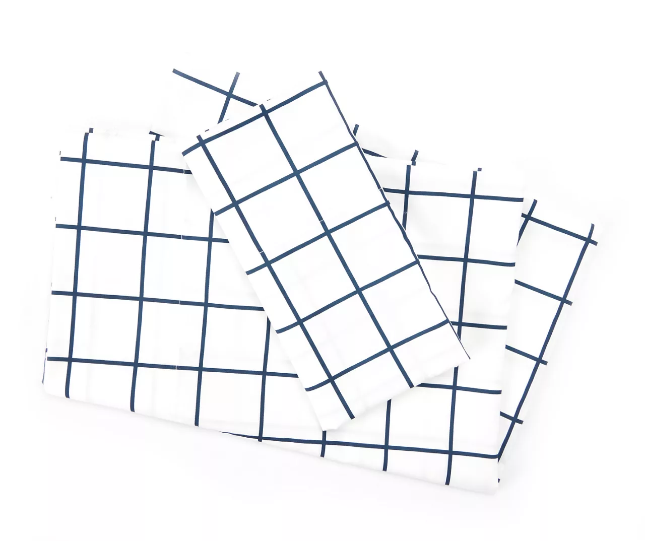 White & Navy Windowpane Twin 3-Piece Microfiber Sheet Set 1 White & Navy Windowpane Twin 3-Piece Microfiber Sheet Set