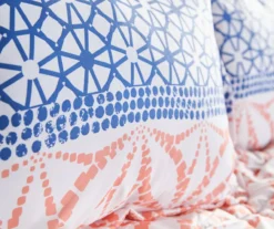 Real Living Coral & Blue Geometric Floral Bed-in-a-Bag Set -Home Decor Store 810594274 810593105 810593104 810593108 A8 5