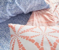 Real Living Coral & Blue Geometric Floral Bed-in-a-Bag Set -Home Decor Store 810594274 810593105 810593104 810593108 A8 7