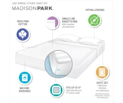 White 600-Thread Count Pima Cotton Queen 4-Piece Sheet Set -Home Decor Store 810595715 810595712 810595716 810595717 D0 12