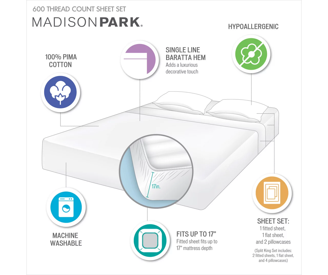 Gold 600-Thread Count Pima Cotton King 4-Piece Sheet Set 12 Gold 600-Thread Count Pima Cotton King 4-Piece Sheet Set - Image 12